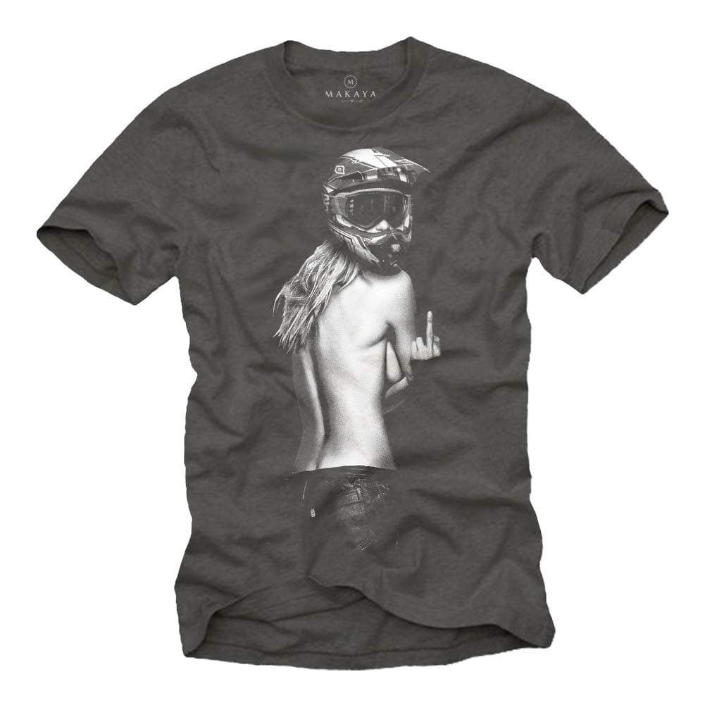 Ropa de Moto Hombre - Camiseta Motocross - Chica con Casco Moto Integral