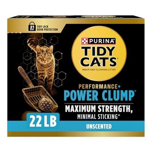 Purina Tidy Cats Performance Plus Power Clump Unscented Multi Cat Clumping Cat Litter, 22 lb. Box
