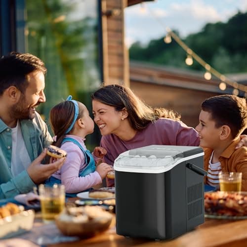 NEWBULIG Ice Makers Countertop with Handle, Portable Ice Machine
