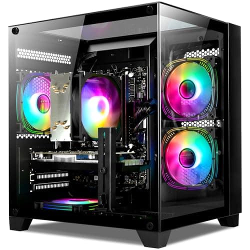 WIWB Gaming PC Desktop Ryzen 7 5700X, RTX 4060 Ti, 16GB DDR4 RAM, 1TB SSD, DDR4 RAM, Prebuilt Tower Computer for Gaming, Home (Black)