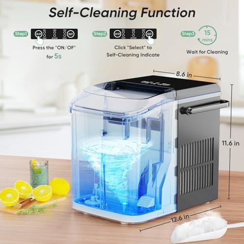 DUMOS Countertop Ice Maker with Handle, 26lbs/24H Portable Ice Machine — view 2