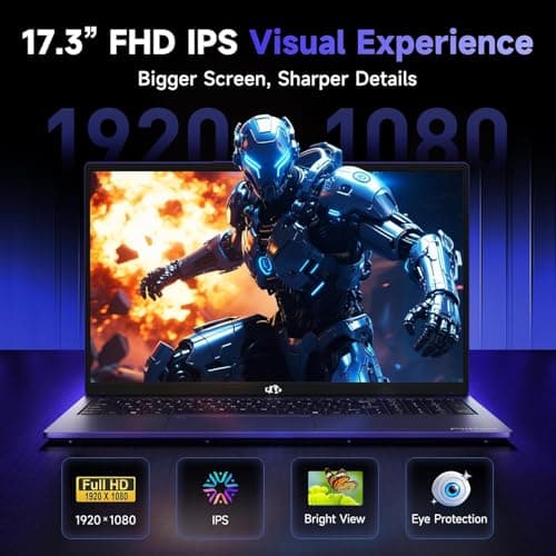 NIMO 2026 17.3" Gaming Laptop, 6-Core AMD Ryzen 5 6600H with Radeon 660M (Beat i7-1165G7),16GB DDR5 RAM 1TB SSD, 100W Type-C, Backlit Keyboard, Fingerprint,180° Viewing, for Creators & Professionals — view 2