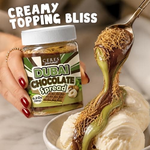 Dubai Chocolate Spread – 6.35 oz Jar with Pistachio, Kataifi & Gourmet Dubai Chocolate Filling for Pancakes, Breakfast, Snacks, and Desserts — view 4
