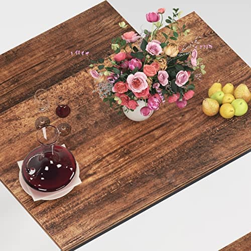 SDHYL Dining Table Set, Kitchen Table with 2 Benches, Space Saving Kitchen Dining Table Set for Living Room, Kitchen Room, Dining Room, Restaurant, Rustic Brown, 44.9 Inches — view 3