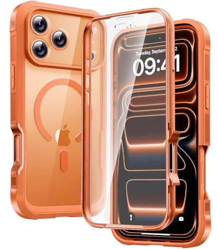 Diaclara Magnetic Designed for iPhone 17 Pro Max Case Full Body Bumper[Compatible with MagSafe] Military Drop Proof Cover with Built-in Touch Sensitive Anti-Scratch Screen Protector,Orange