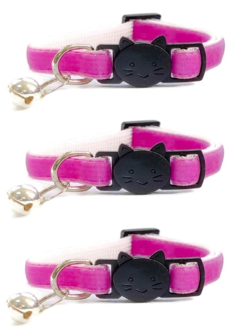 Velvet Cat Collars with Bell | Quick Safety Release Breakaway Buckle | Handmade in the UK | Available in Cat & Kitten Size | Baby Pink Velvet — view 2