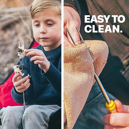 Grill Guru Smores Sticks for Fire Pit - Accessories for Campfire Marshmallow Roasting Sticks Smores Kit Outdoor-Smore Skewers Hot Dog Fork For Outside, Camping Essentials Bonfire Gear Long 32" 10 Pack — view 4