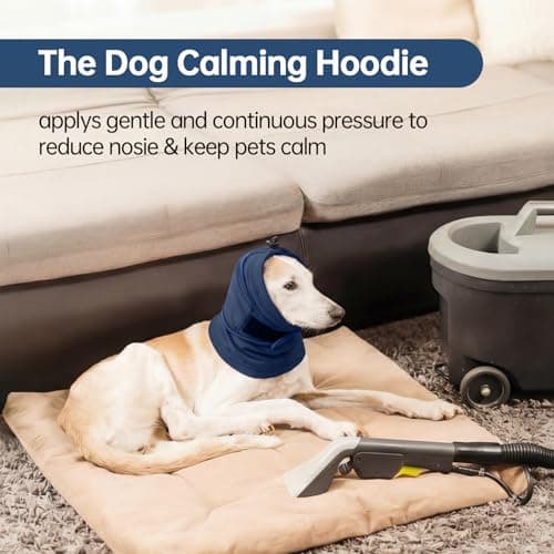 IDOMIK Dog Ear Muffs Noise Protection, Dog Calming Hoodie for Anxiety Relief, Soft Double-Layer No Shake Head Wraps, Quiet Ear Covers for Thunderstorm, Firework, Bath, Grooming & Blow Drying,Blue,XL — view 5