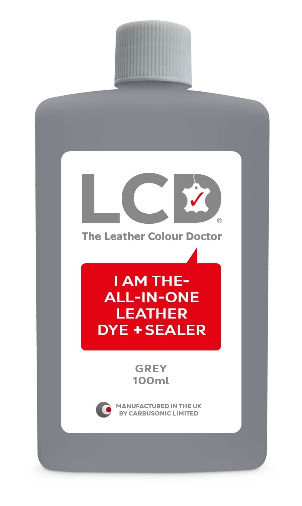 LCD All-in-One Leather dye & Sealer - Repair & Restore Paint, Permanent Colour for Sofas, Shoes, Handbags, Clothing, self Sealing 100ml by The Leather Colour Doctor (Grey)
