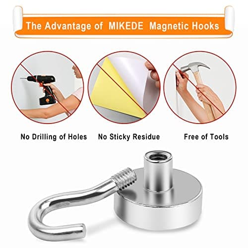 MIKEDE Magnetic Hooks 15Pack 30lbs+ Magnet Hook Cruise Cabin Ship Essentials Heavy Duty Strong Magnets Refrigerator Fridge Hanging for Classroom Beach Vacation Kitchen Grills Home ﻿ — view 3
