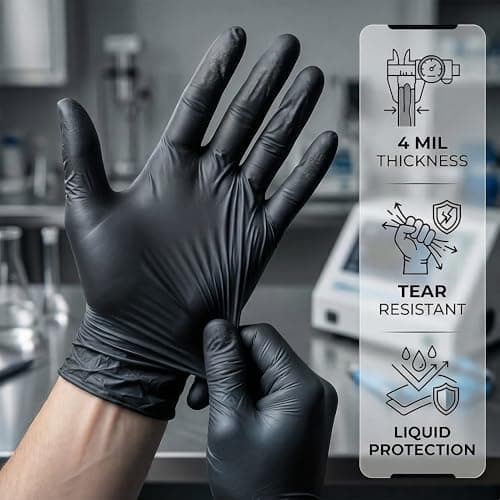 SOFTJOY Black Nitrile Disposable Gloves L - 100 Count – Powder & Latex Free Food Safe, 4 Mil Kitchen Gloves for Food Prep — view 2