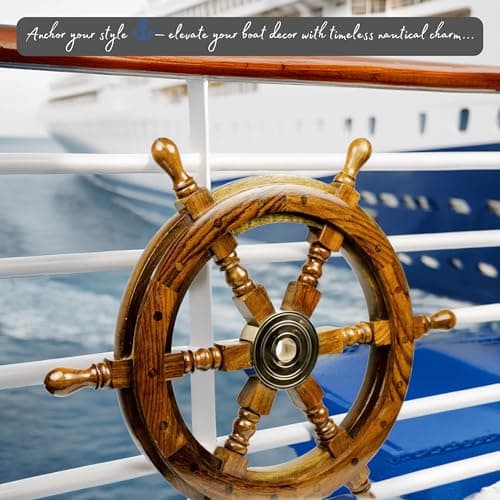 Nagina International Nautical Handcrafted Wooden Ship Wheel - Home Wall Decor (24 Inches, Natural Wood) — view 6