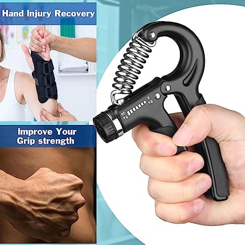 AIXPI Grip Strength Trainer, Hand Grip Exerciser Strengthener with Adjustable Resistance 11-132 Lbs (5-60kg), Forearm Strengthener, Hand Exerciser for Muscle Building and Injury Recover Black 1 Pack