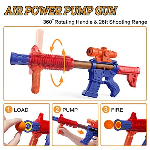 Marlrin Shooting Games Toys for Age 5 6 7 8 9 10+ Year Old Boys, Kids Toy Sports & Outdoor Game with Moving Shooting Target & 2 Popper Air Toy Guns & 24 Foam Balls, Gifts for Boys and Girls — view 5