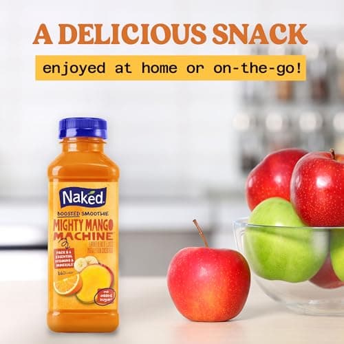 Naked Boosted Smoothie Mighty Mango Machine, 15.2 fl oz Bottle - Real Fruit Juice Smoothie with Fiber, Excellent Source of Vitamin C and Vitamin E for Immune Support — view 5