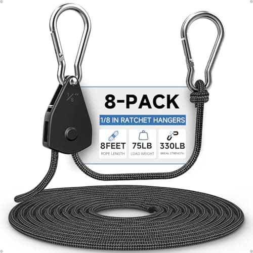 Fondwell 1/8" Small Ratchet Strap Mini Tarp Tie Down Grow Light Rope Hanger