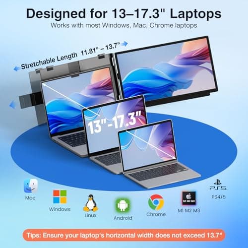FLYTOCCA Laptop Screen Extender, 15.6" 1080P FHD IPS Display, Detachable Second Monitor Supports Vertical Mount, Plug & Play, Laptop Monitor Extender for 13"-17.3" Laptops, Windows, Mac, Chrome — view 3