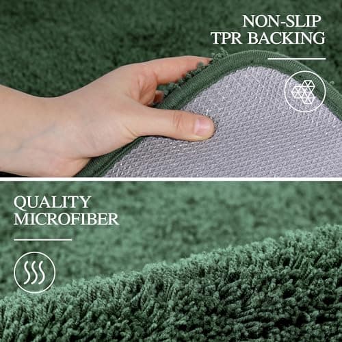 Walensee Large Bathroom Rug (24 x 48, Hunter Green) Extra Soft and Absorbent Shaggy Bathroom Mat Machine Washable Microfiber Bath Mat for Bathroom, Non Slip Bath Mat, Luxury Bathroom Floor Mats — view 4