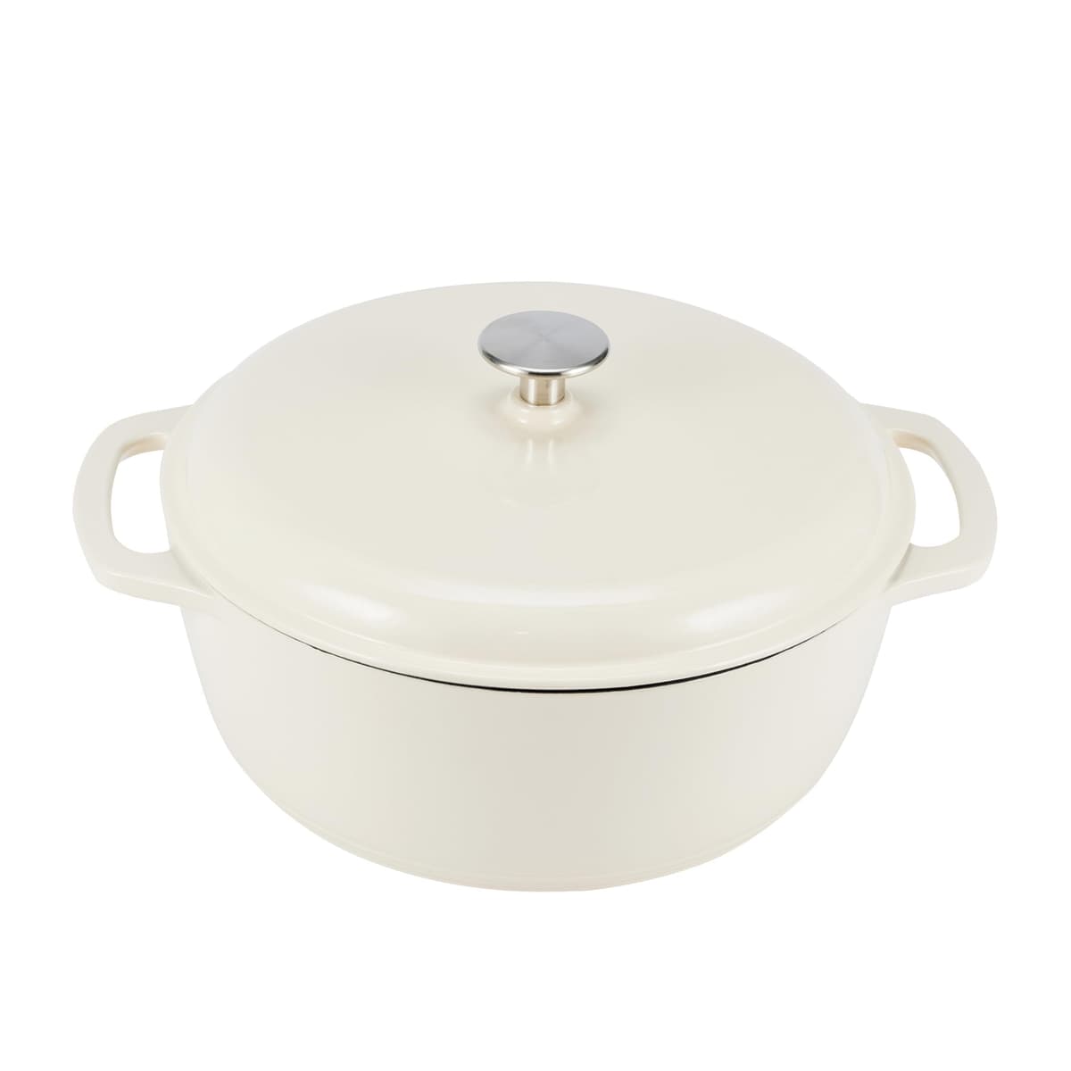 Amazon Basics Cazuela de hierro fundido esmaltado tipo «horno holandés», Redondo, 4.1 L, Blanco