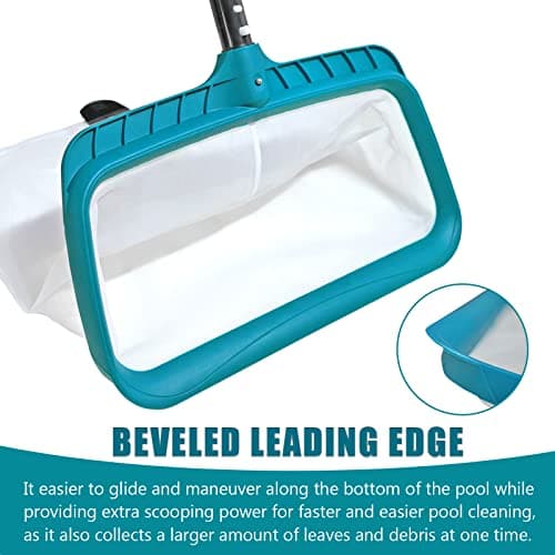 POOLWHALE Professional Pool Skimmer Net, Heavy Duty Swimming Leaf Rake Cleaning Tool with Deep Fine Nylon Mesh Net Bag - Fast Cleaning,Easy Scoop Edge,Debris Pickup Removal (No Pole) — view 2
