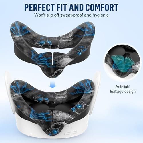 Silicone Cover Set Compatible with Meta/Quest 3S Accessories, Controller Grips, VR Protector Face & Front Shell Headset Cover and Lens Protective Cove-r (Illusion Black) — view 4
