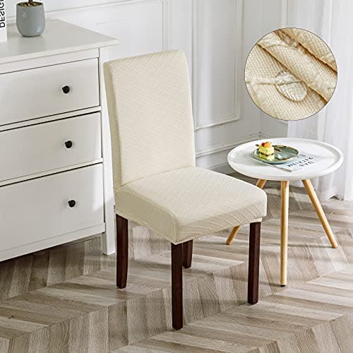 Genina Waterproof Chair Covers for Dining Room Dining Chair Covers Kitchen Parsons Chair Covers (Beige, 4 PCS) — view 5