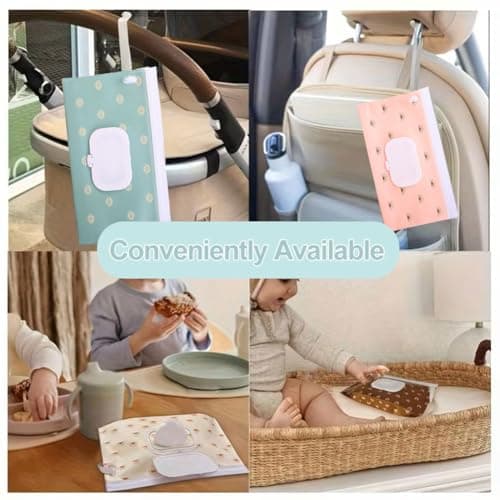 Baby Wipe Holder,4pcs Baby Wipes Dispenser,Portable Refillable Wipe Container,Reusable Travel Babies Wipes Case,Travel Babies Wipes Container,Portable Wet Wipe Dispenser Bag,Waterproof and Dustproof — view 5