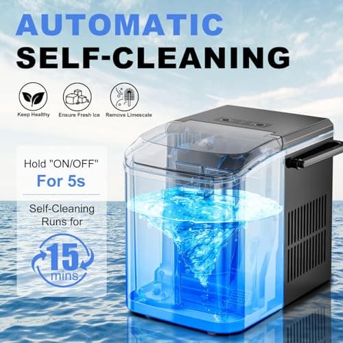 NEWBULIG Ice Makers Countertop with Handle, Portable Ice Machine — view 6