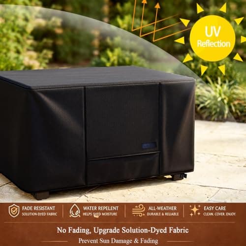 NettyPro Fire Pit Cover Rectangular Waterproof Outdoor Firepit Cover for Gas Propane Fire Pit Table Rectangle, 58 x 30 x 24 inch, Black — view 3