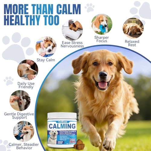 ColEaze Dog Calming Chews- Sleep Aid Melatonin for Dogs Anxiety Stress Relief Noise, Thunder, Barking, Separation, Calming Chews for Dogs Small Medium Large & All Breeds, 200ct