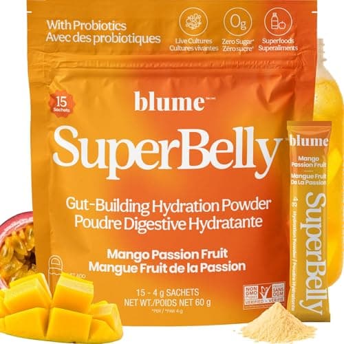 Blume SuperBelly Packets, Sugar-Free, with, Apple Cider Vinegar- Mango Passion Fruit, 15 Sticks - Canadian Brand