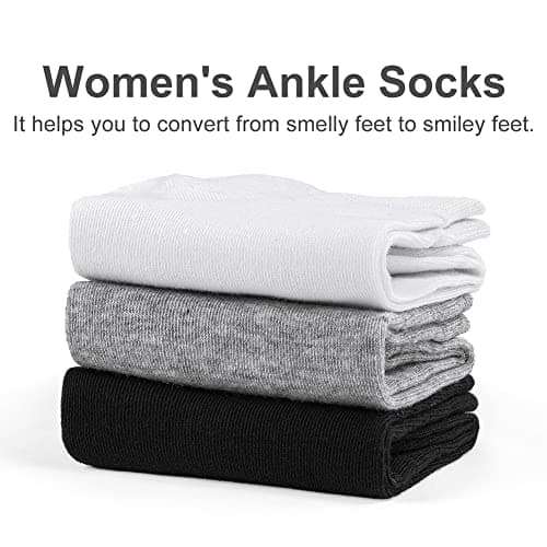 CHARMKING 8 Pairs Ankle Novelty Socks for Women Non Slip Cotton Socks No Show Socks Classic Low Cut Casual Socks (Black+White+Grey) — view 6