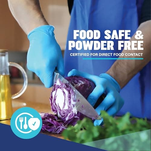 London Labs Synsafe 4 Mil - Blue Nitrile Exam Gloves –Disposable Latex Free & Powder Free – Extra Strong, Rubber Gloves – First Aid Kit, Medical, EMT, Cleaning, Cooking | Pack of (100 ct) — view 3