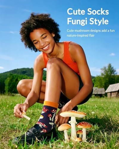 Jeasona Women's Mushroom Socks Mushroom Gifts for Women Fun Funny Cute Socks — view 3