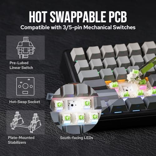 EPOMAKER X Aula F75 MAX Wireless Mechanical Keyboard with TFT Screen and Knob, Gasket Gaming Keyboard in 75% Layout, Hot Swappable, RGB Backlight, for PC/Mac/Linux (Black Gradient) — view 4