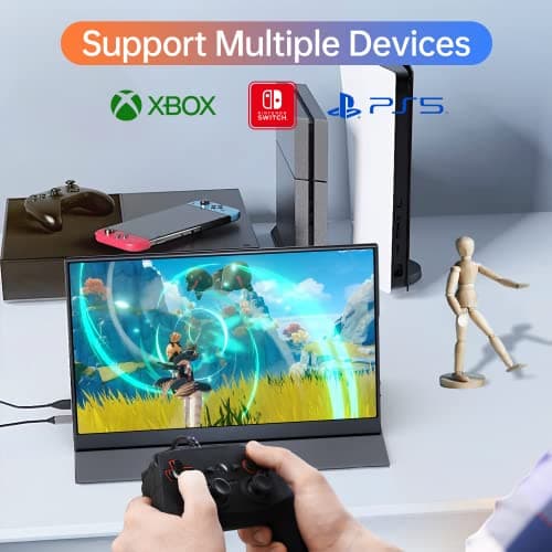 ForHelp 15.6inch Portable Monitor,1080P USB-C HDMI Second External Monitor for Laptop,PC,Mac Phone,PS,Xbox,Swich,IPS Ultra-Thin Zero Frame Gaming Display/Premium Smart Cover — view 5
