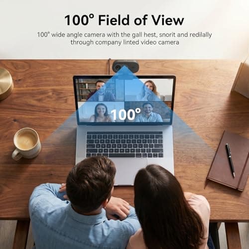 Vauvinmaic 4K Webcam with Microphone, UHD Ultra-HD Computer Camera with Privacy Cover & Noise-Canceling Mic, 100° Wide Angle, USB Plug & Play Pro Desktop Web Cam for Zoom, Skype, Teams, Streaming — view 5