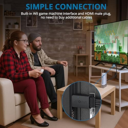 AUTOUTLET Wii to HDMI Converter 1080P 5ft/150cm for Full HD Device, Adapter with HDMI male cable Output Compatible with Wii & Wii U, HDTV, Monitor-Supports Alli Display Modes 720P — view 5