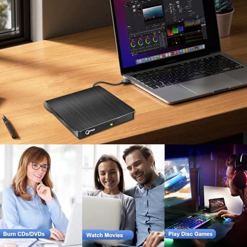Gotega External DVD Drive, USB 3.0 Portable +/-RW, DVD Player for CD ROM Burner Compatible with Laptop Desktop PC Windows Linux OS Apple Mac Black — view 6