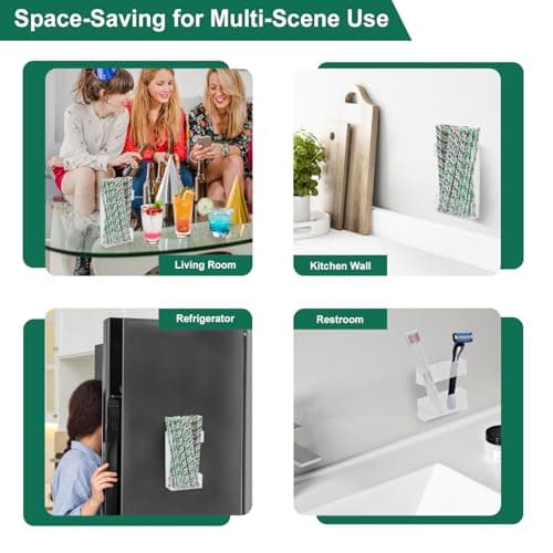 2 PACK Small Acrylic Straw Holder for Cabinet Doors，Straw Organizer Storage with Most Sizes，Multi-Function Kitchen Accessories Container with Adhesive Round Pads(Transparent) — view 3