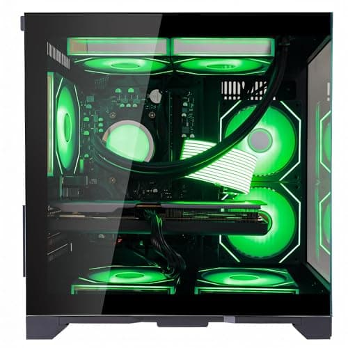HELLOLAND Panaroma Gaming PC Desktop -AMD Ryzen 7 5700X 3.4 GHz -GeForce RTX 5060 8GB -32GB DDR4 RAM -1TB PCIe SSD & 240mm AIO & ARGB Software -WiFi & Bluetooth -Windows 11 Tower Computer-Black — view 5