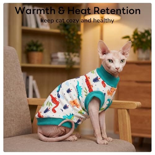 PUMYPOREITY Sphynx Cat Clothes - Stretchy Sweater, Soft Hairless Shirt, Pullover Pajamas, Turtleneck for Sphynx Cornish Rex, Devon Rex - Blue, M — view 5