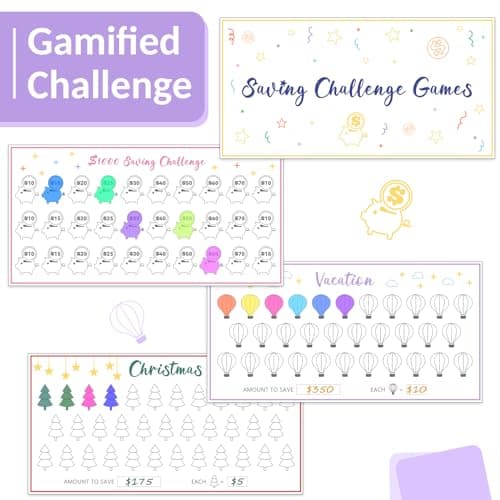 Sooez Budget Binder with Money Saving Challenge, Money Saving Binder with Cash Envelopes, Expense Sheets, Challenge Tracker & Category Labels, Envelope Savings Challenges Book for Home Office School — view 4