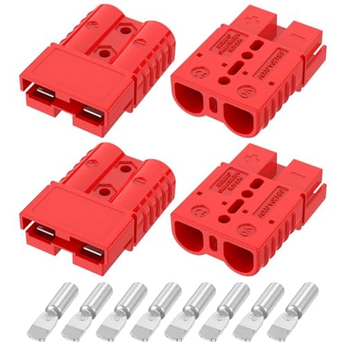 furwishlisting Anderson Connector 120A 600V Battery Quick Connect/Disconnect for 2-4 AWG Cables, Anderson Plug for Winch, Trailer, RV, Forklift (Red, 4 PCS)