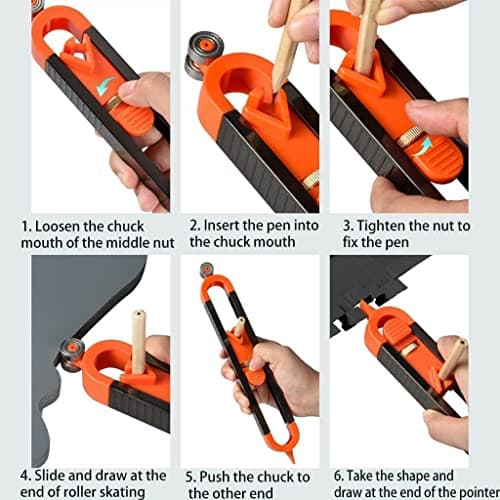 GOZWELL Precise Contour Scribe Tool with Lock for Pencil - Woodworking Edge Corner Measuring Profile Duplicator — view 5