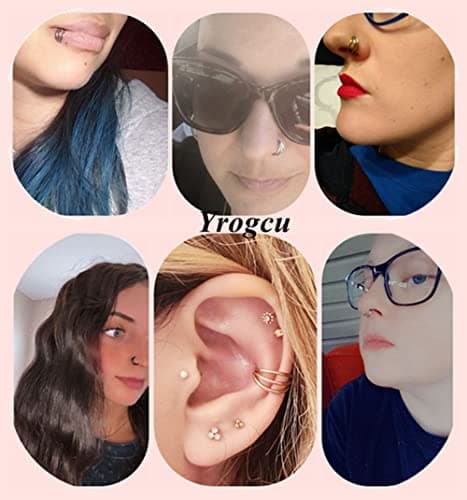 Yrogcu Rose Gold Color Double Hoop Hinged Nose Ring : Special Design 18G (1.0mm) Diameter 8mm(5/16'') Nose Ring with CZ Septum Piercing Jewelry Cartilage Earrings Helix Earring Hoop Daith Lip Ring — view 5