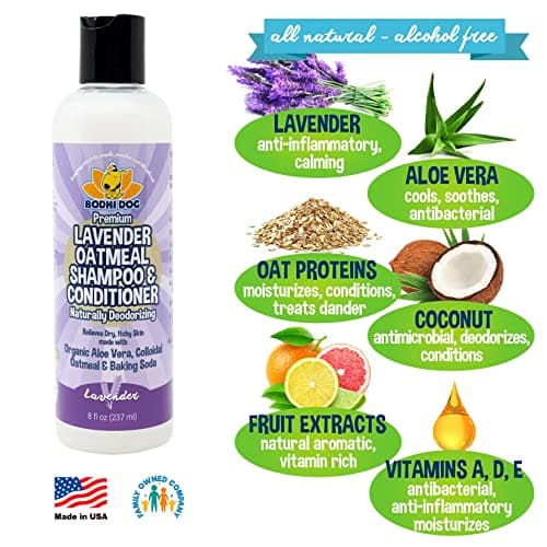 Bodhi Dog Premium Lavender Oatmeal Shampoo & Conditioner - Organic Formula for Dogs, Cats & Pets - Hypoallergenic, Soothes Dry, Itchy Skin & Supports Skin Health - Made in USA (8 Fl Oz) — view 2