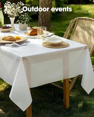 Pureegg Plastic Table Cloth 10 Pack, 54 x 108 Inch Disposable Table Cloths for Party, Picnic and Wedding, Rectangle, White — view 4