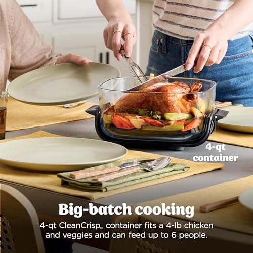 Ninja Crispi 4 in 1 Glass Air Fryer, 450°F, Non Toxic, 4QT and 6 Cup Containers with Lids, Dishwasher Safe, Cyberspace Gray, 1 Count, FN101GY — view 5