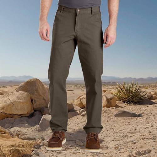 Carhartt Men's Rugged Flex Relaxed Fit Duck Dungaree Pant, Tarmac, 36W x 30L Grey — view 6